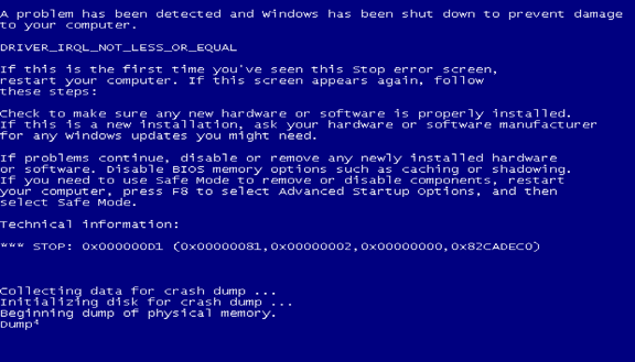 Синий экран смерти BSOD из-за неисправности видеокарты